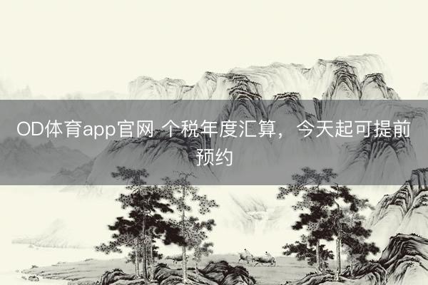 OD体育app官网 个税年度汇算,今天起可提前预约