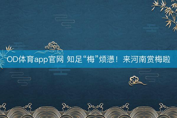 OD体育app官网 知足“梅”烦懑!来河南赏梅啦