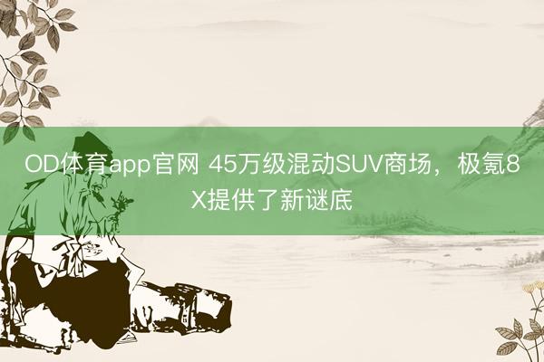 OD体育app官网 45万级混动SUV商场，极氪8X提供了新谜底