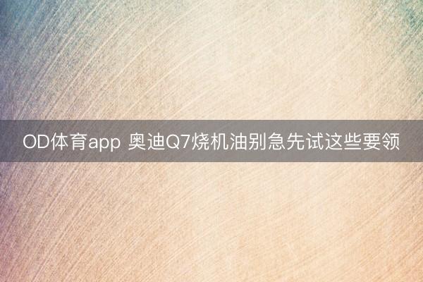 OD体育app 奥迪Q7烧机油别急先试这些要领