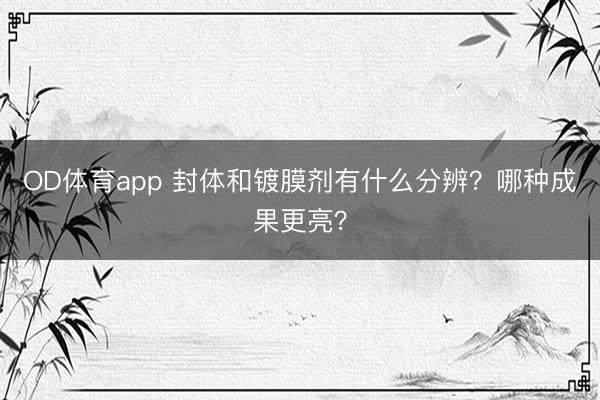 OD体育app 封体和镀膜剂有什么分辨?哪种成果更亮?