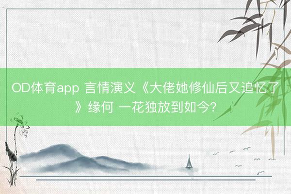 OD体育app 言情演义《大佬她修仙后又追忆了》缘何 一花独放到如今？